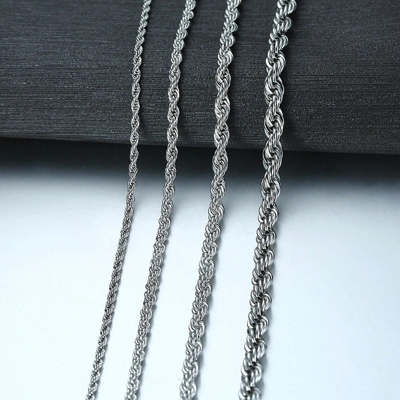 Разноцветное серебряное мужское ожерелье от 1 до 4 мм с веревкой, цепочка в виде змеиной коробки, колье из нержавеющей стали от 18 до 24 дюймов