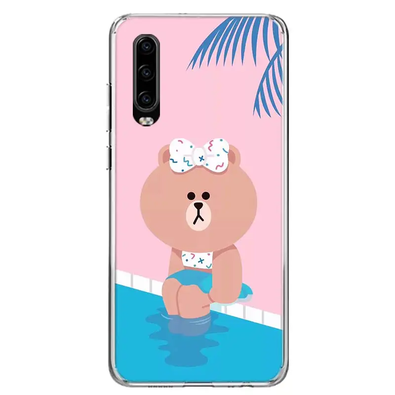 TW028-1 Чехол для телефона Line Town с коричневым медведем для huawei P30 P20 mate 30 20 10 Pro P10 Lite P Smart Z+ Coque Shell Capa - Цвет: TW028-1
