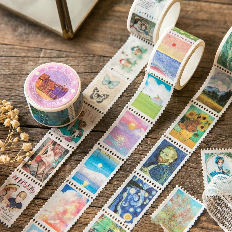 Buen valor Washi Tape-Cinta adhesiva Retro de Van Gogh para cuentas, álbum de fotos, diario, decoración, pegatinas fáciles de rasgar JlwjeBM5kaD