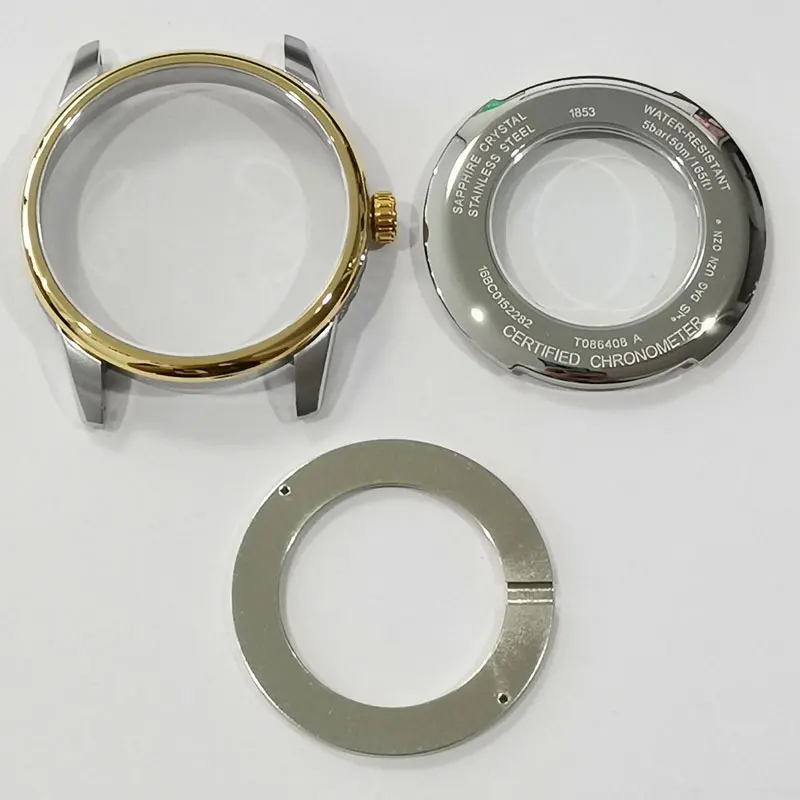 T086408A Gold case Чехол для часов, задняя крышка, сапфировое стекло, зеркальные запчасти, чехол из нержавеющей стали для T461/T035617A/T086408A/T044430A/T100417A - Цвет: T086408A Gold case
