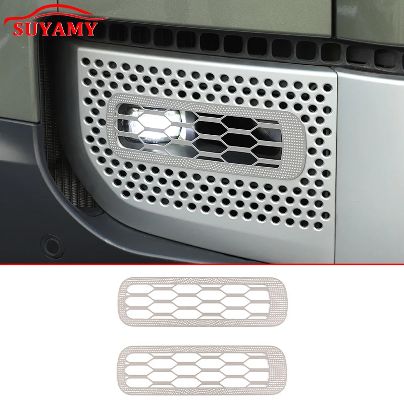 

Front And Rear Fog Lamp Decorative Stickers For Land Rover Defender 90 110 2020-2022 Stainless Steel Bright Strip Car Supplies