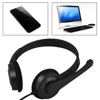 

With Mic Gaming Computer Headset High Sensitivity Home Office 3.5mm Jack Portable Wired Plug And Play Adjustable Band Universal