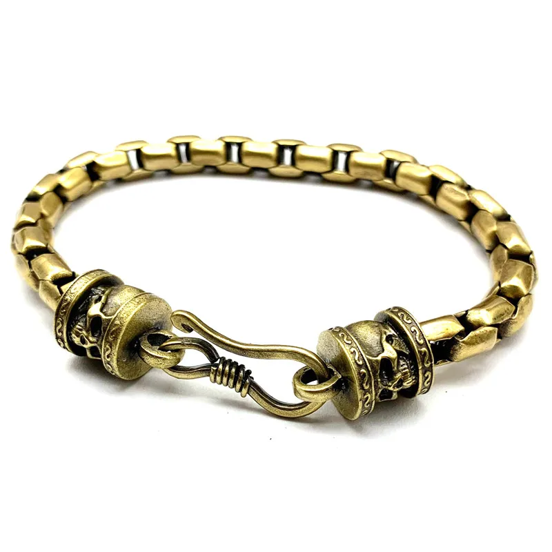 brass skull chain bracelet (8)