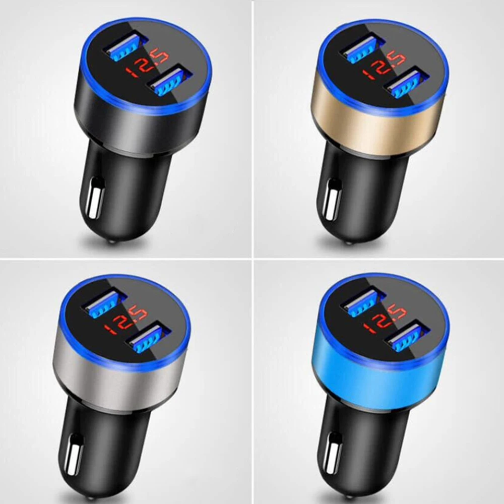 3.1A быстро Зарядное устройство с двумя портами USB ЖК-дисплей Дисплей автомобиля Зарядное устройство 12 V/24 V прикуриватель Зажигалка для смартфонов iPhone Xiaomi samsung