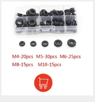 243Pcs/box Rubber Grommet Gasket Kits for Wire Cable Black Assortment Set