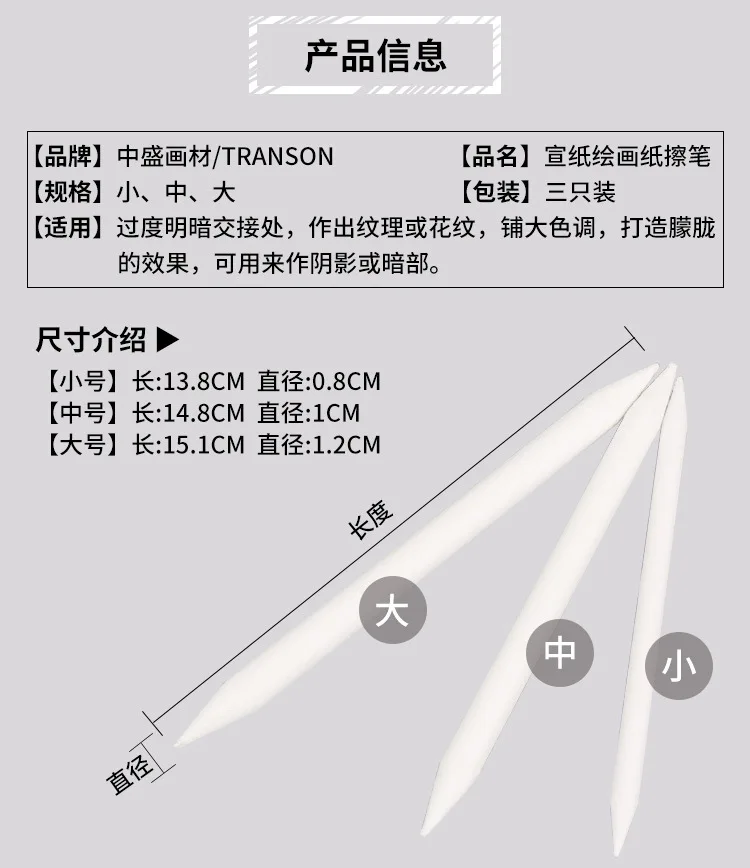 ZHONGSHENG Drawing Sets 3 Mounted Sketch Set Chinese Art Paper Sketch Set Correction Pen Smear Pen Pencil