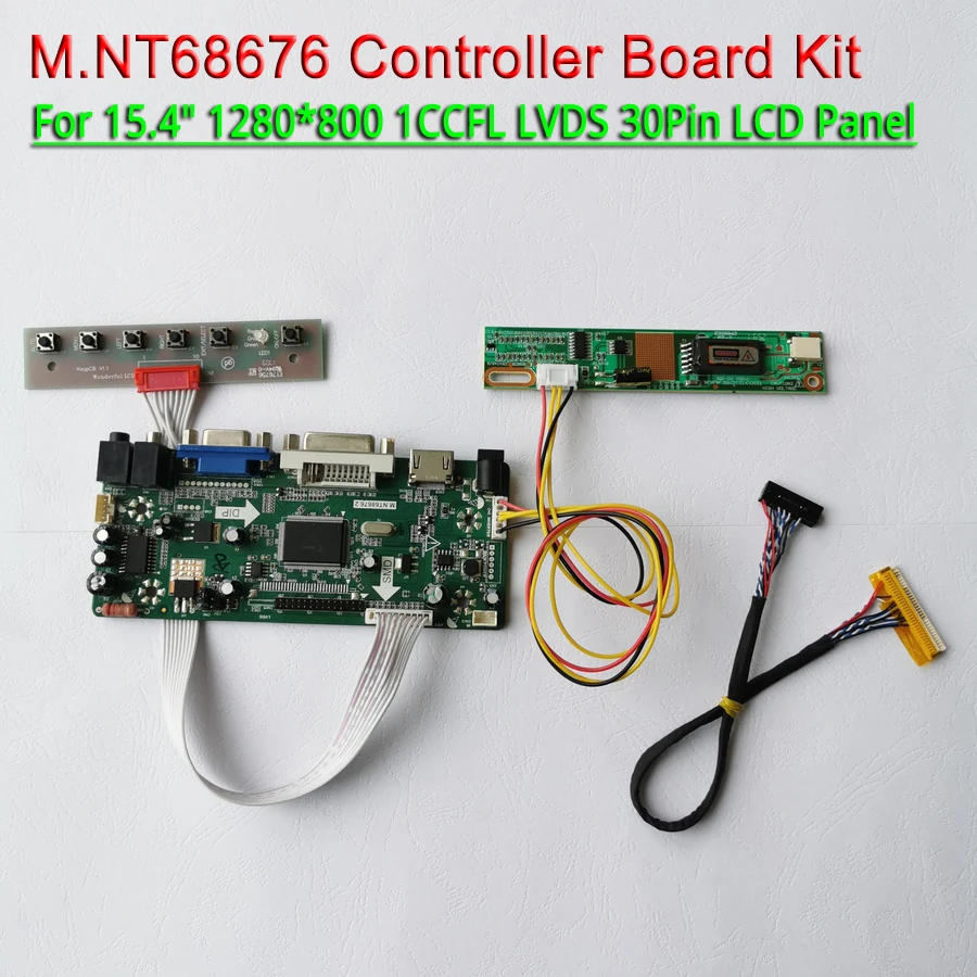 For LG LP154WX4 panelVGA+DVI 1Pcs CCFL Inverter 15.4&quot LVDS 30-Pin cable 1280*800 M.NT68676 LCD display controller card kit | Компьютеры
