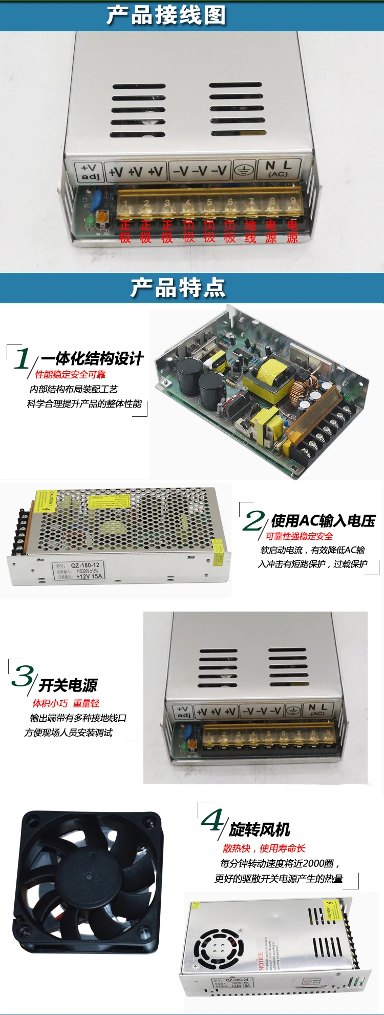 DC блок питания AC220V переменный 12 V/24 V трансформатор DC150W ножной мощность 15A импульсный адаптер питания