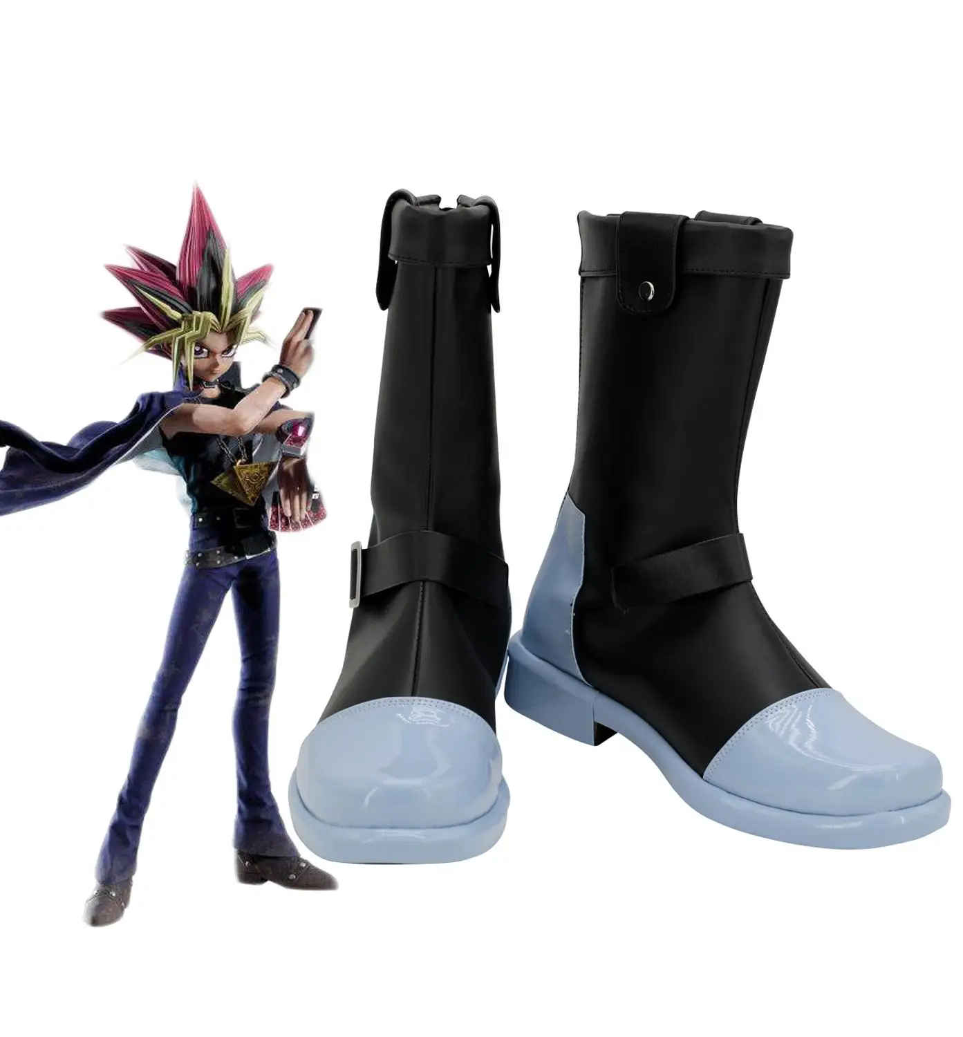 

Duel Monsters Yugi Muto Mutou Cosplay Boots Black Shoes Custom Made Any Size