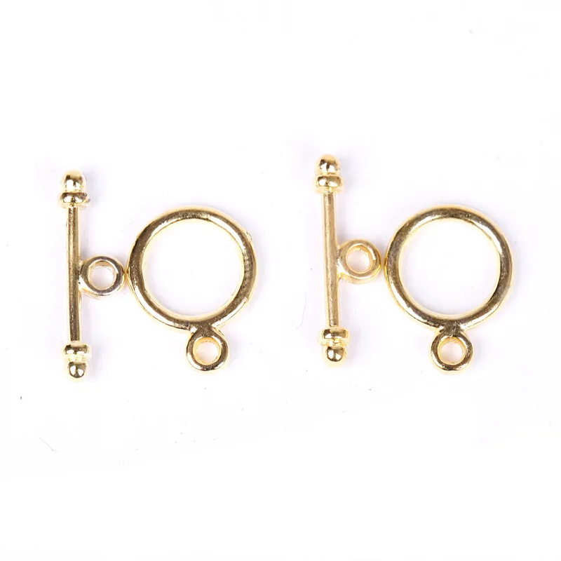 30 Sets Antique Tibetan Silver Clasps for Diy Bracelets Necklace Round Metal Toggle Clasps ForJewelry Making Findings - Цвет: Antique Gold