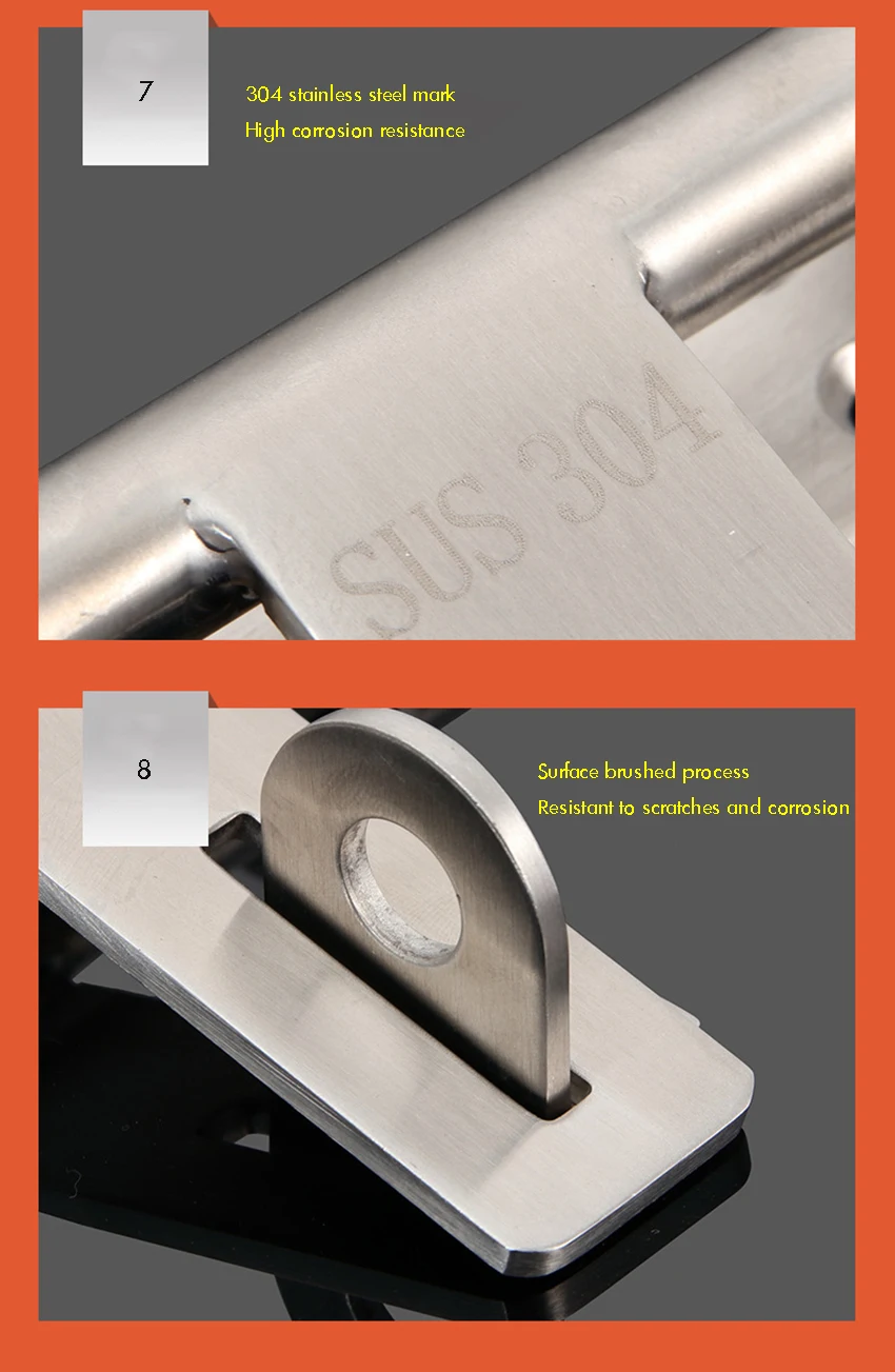 Inoxidável Barril Parafuso com Cadeado Buraco, Porta