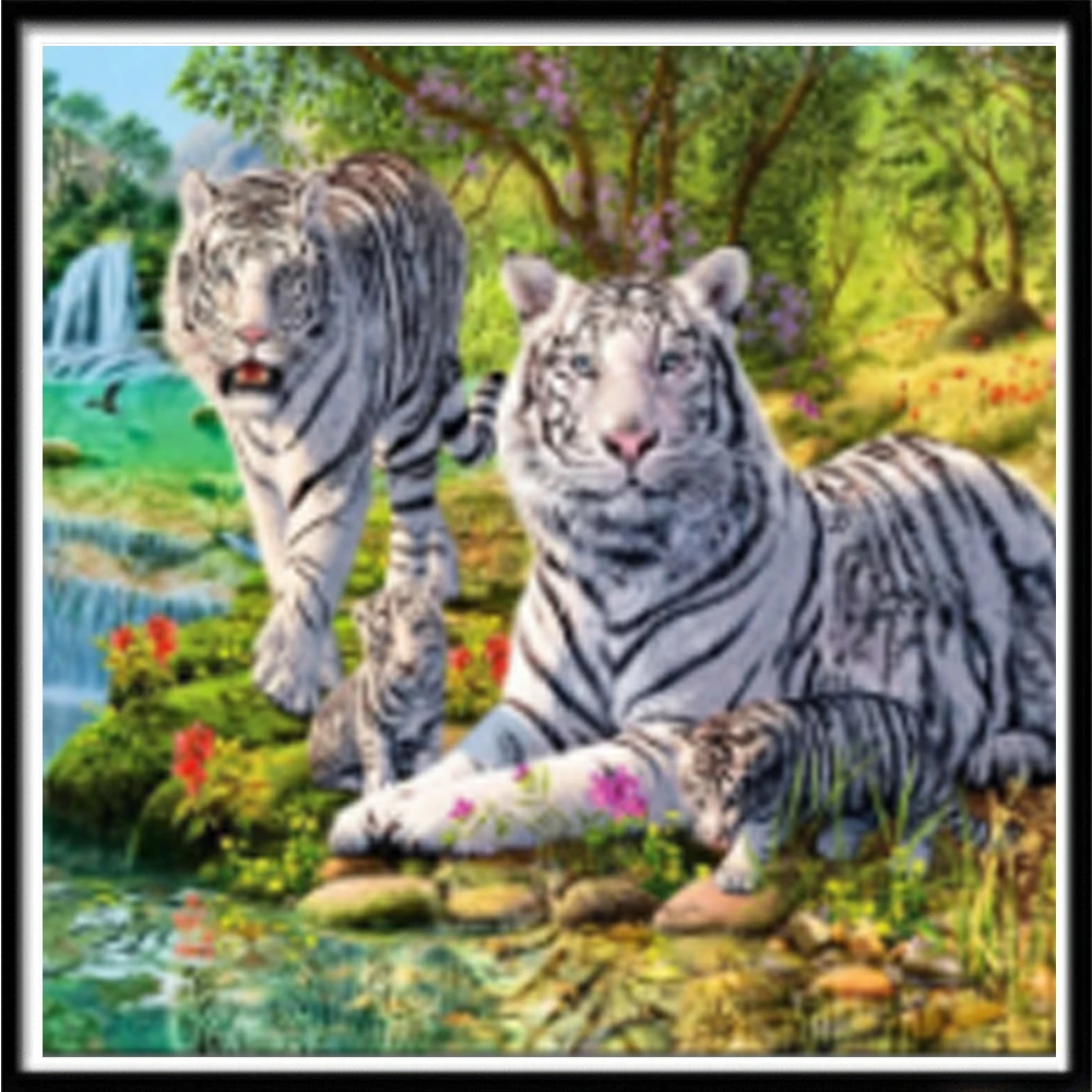 5D DIY полный круг характер пейзаж Алмазная картина животные тигр кошка мозаика вышивка крестиком Мозаика Украшение дома Настенная паста - Цвет: 2