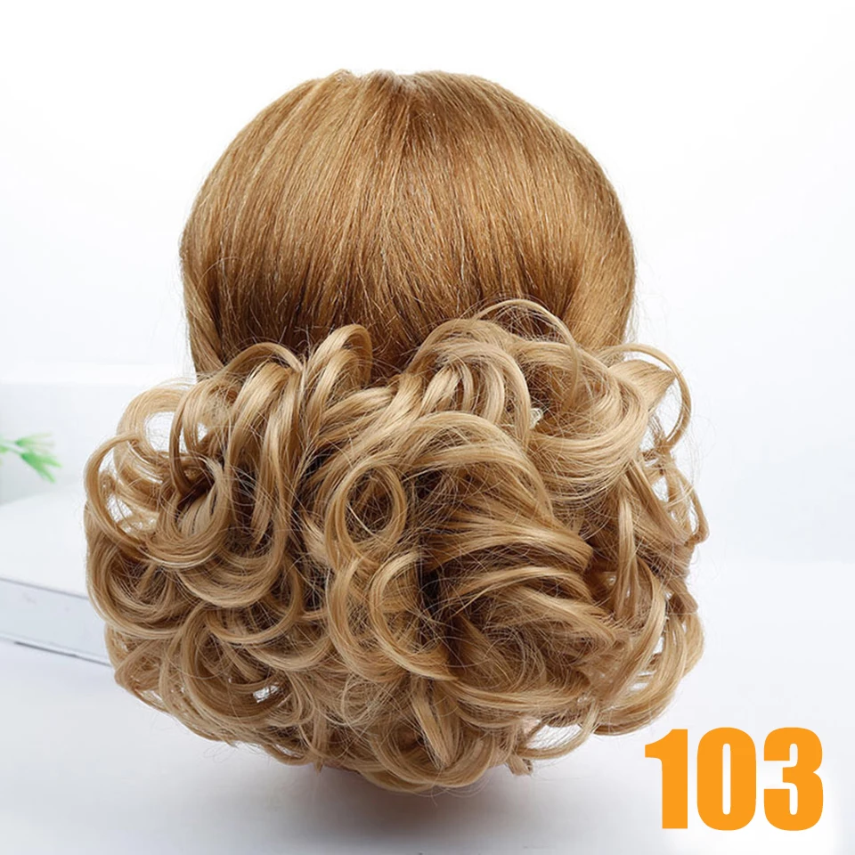 MEIFAN эластичная сетка с гребнями кудрявый шиньон Updo покрытие конский хвост Высокая температура волокна синтетический черный коричневый цвет поддельные волосы булочка - Цвет: 103