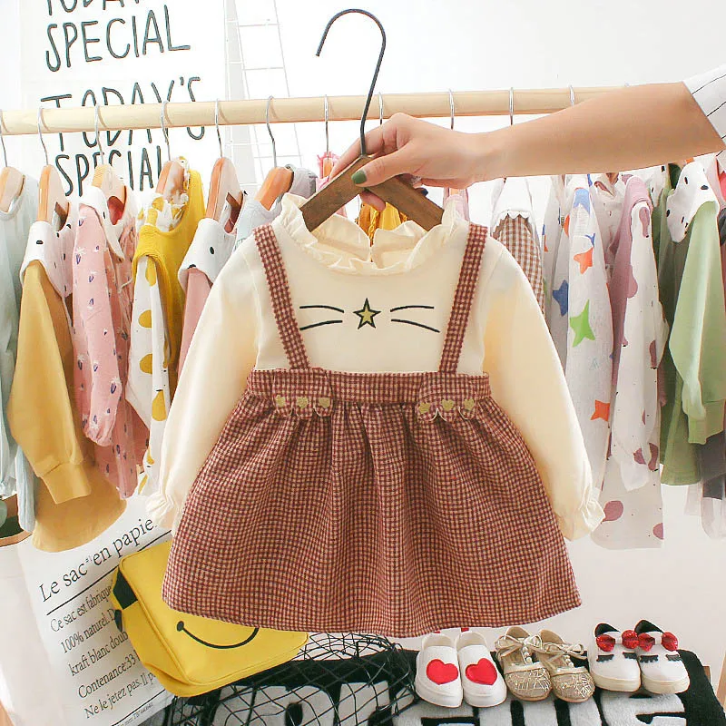 Меларио милые детские платья Милая Одежда для новорожденных девочек хлопчатобумажное с поясом и круглым вырезом платье в горошек одежда для маленьких девочек