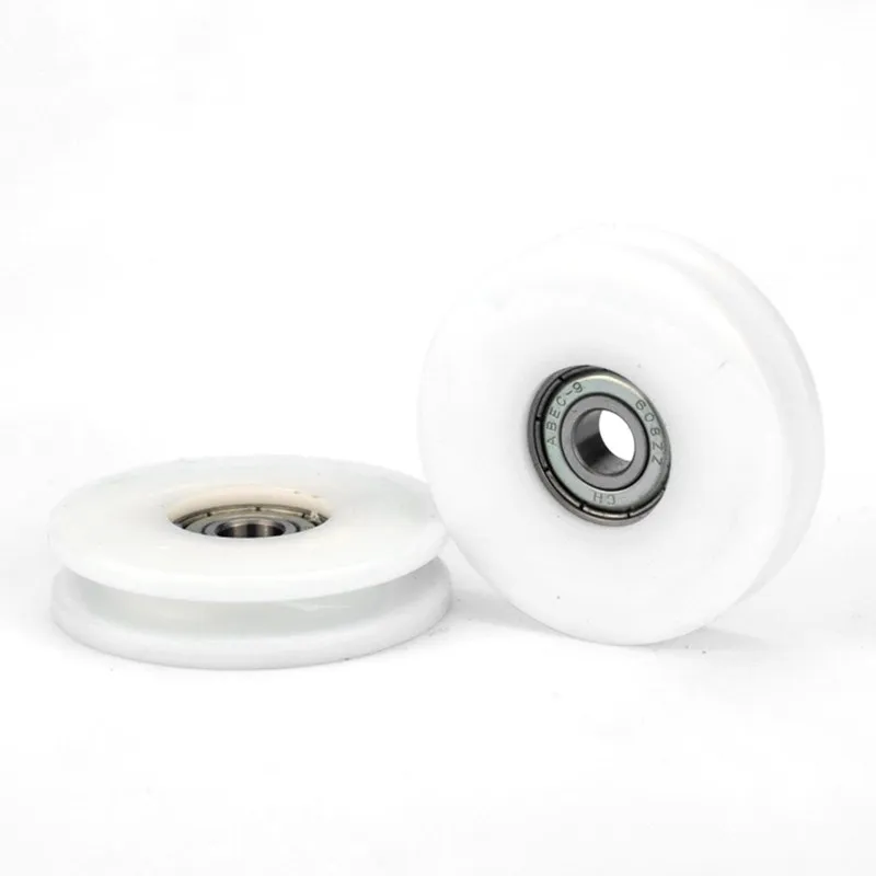 10 Stück 608ZZ 8 x 50 x 12 mm U-Nut, kunststoffbeschichtetes Lager, POM-Rollenbahn, Führungsrad, Nylon-Riemenscheibe, Bohrung 8 mm, Durchmesser 50 mm – Detail 5