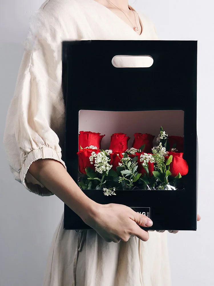 5 шт. портативный окно коробка 25*12*38 см водонепроницаемый крафт бумага складной платок цветок мешок подарочная коробка