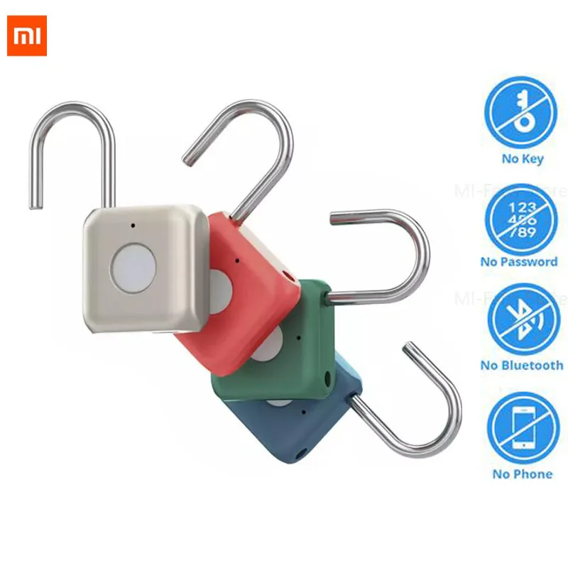 

Xiaomi USB Rechargeable Smart Keyless Electronic Fingerprint Lock Home Anti-theft Safety Security padlock Door Luggage Case lock