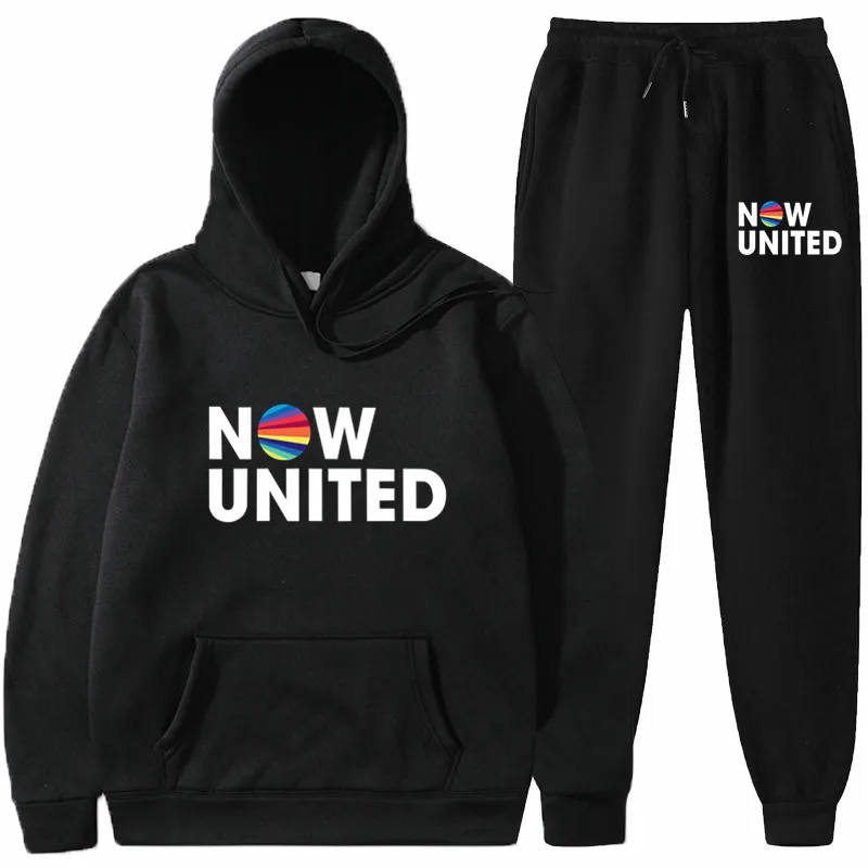 Now United Group printed men's and women's hoodie 2-piece sweatshirt + pants ladies sports suit spring and autumn sportswear