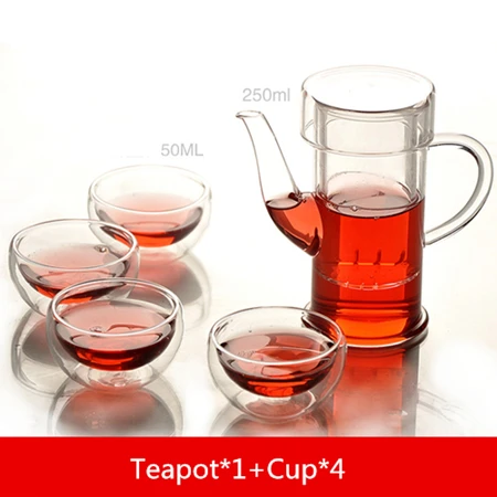Set E 16 стилей, прозрачный набор чайников из боросиликатного стекла, пояс, двойное блюдо, жаростойкий, высокая температура, Цветочный чайник кунг-фу - Цвет: Set E