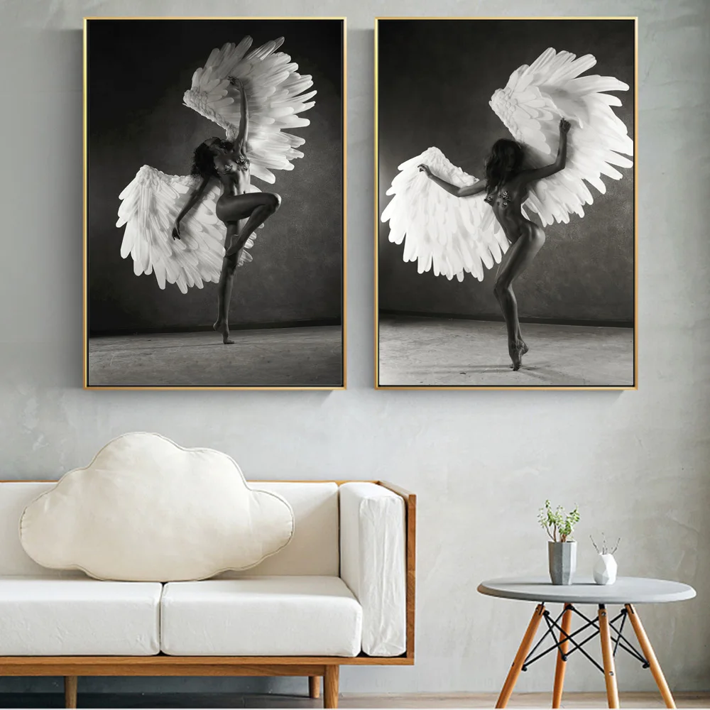Poster E Stampe Victoria'S Secret Dancing Girl Angel Wings Modern On Canvas Wall Art Fashion Pictures Quadri Decorativi