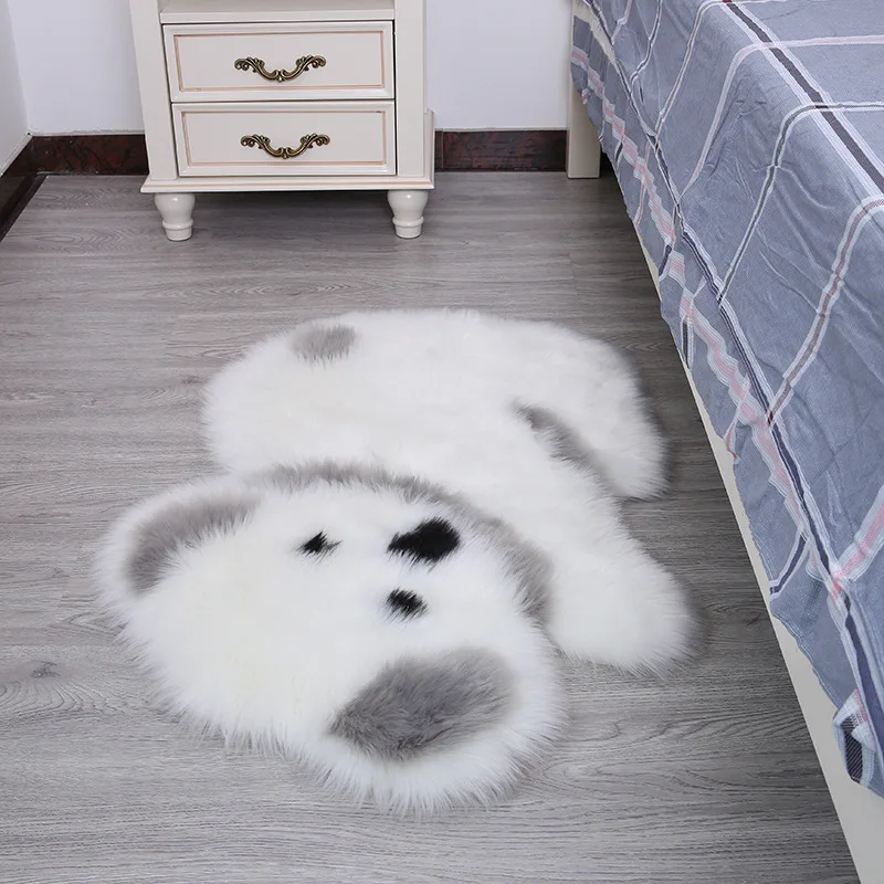 

Animal Pattern Panda and Koala Carpets Cute Living Room Bedroom Hairy Kids Fur Area Rugs Non-slip Suede White Black Faux Fur Mat