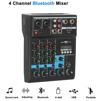 

Professional 4 Channel bluetooth Mixer Audio Mixing Console with Reverb Effect for Home Karaoke USB Stage Karaoke KTV