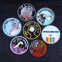 Пулаки круглый значок Хиппи Патч, вышитые патчи для одежды патчи Аппликации для одежды на заказ железа на патч на одежду