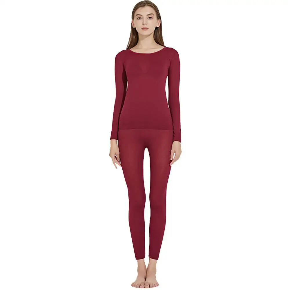 Women Red Мужское осенне-зимнее теплое длинное нижнее белье, комплект домашнего бесшовного эластичного термобелья, мужское термобелье - Цвет: Women Red