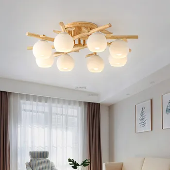 

Modern Solid Wood Ceiling Light Nordic LED Glass Ceiling Lamp Kitchen Fixtures Living Room Ceiling Lighting Luster Luminaires