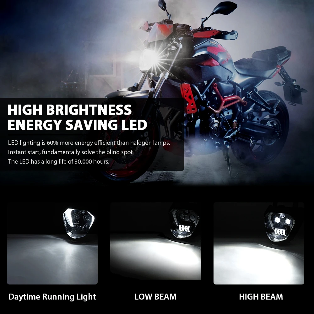 Для YAMAHA MT07 FZ07 светодиодный фонарь для фар DRL фара мотоцикла для MT 07 FZ 07 110 Вт 12 В