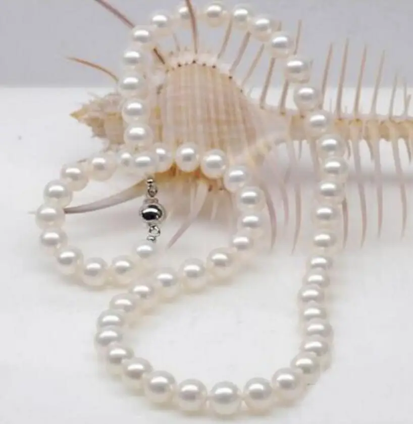 2263166-7ee583.jpg H53db72981b0c428c93baa6369b69f4b9p Women gift Jewelry 17inches, AAAA 9.5-10mm natural White Seawater Cultured Round Pearl Necklace large Size Mallzona