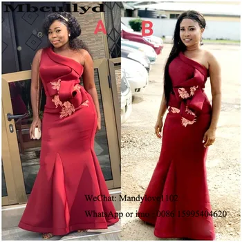 

Mbcullyd Luxury Mermaid African Bridesmaid Dresses Long 2019 One Shoulder Wedding Guest Dress With Split vestidos de fiesta