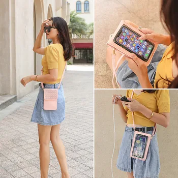 

Multi-functional Touch Screen Mobile Phone Bag Female Summer 2020 New Style Hollow out Big Screen Double Case Layer Shoulder Cro