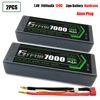 GTFDR 2PCS 2S Lipo Battery 7.4V 7.6V HV 8400mAh 7000mAh 6200mA 5200mAh 140C/280C 100C/200C 60C/120C 4mm for 1/8 1/10 Road RC Car 5