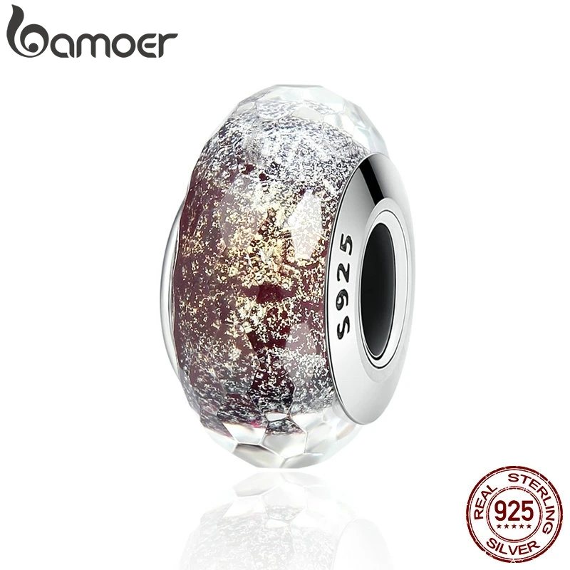 

BAMOER High Quality 925 Sterling Silver European Pattern Murano Glass Charm Beads fit Women Bracelets & Bangles Jewelry SCZ061