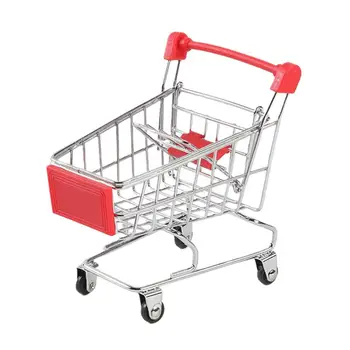 

3Pcs Mini Shopping Carts Funny Creative Durable Unique Simulation Red Trolley Toys 11.5x8.5x12CM