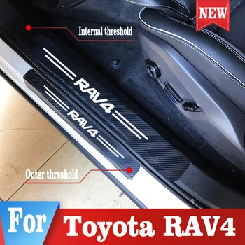 

4PCS Car Styling Door Sill Sticker for Toyota RAV4 Car Carbon Fiber protection sticker Auto Accessories