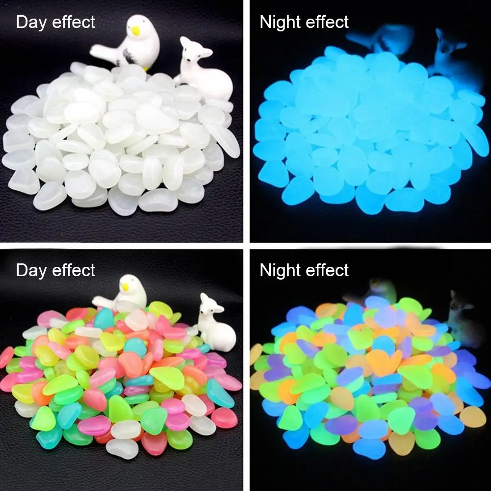 

200Pcs Luminous Pebbles Stones Glow In The Dark for Wedding Party Event Supplies Gardening Swimming Pool Bar Decoration Rocks