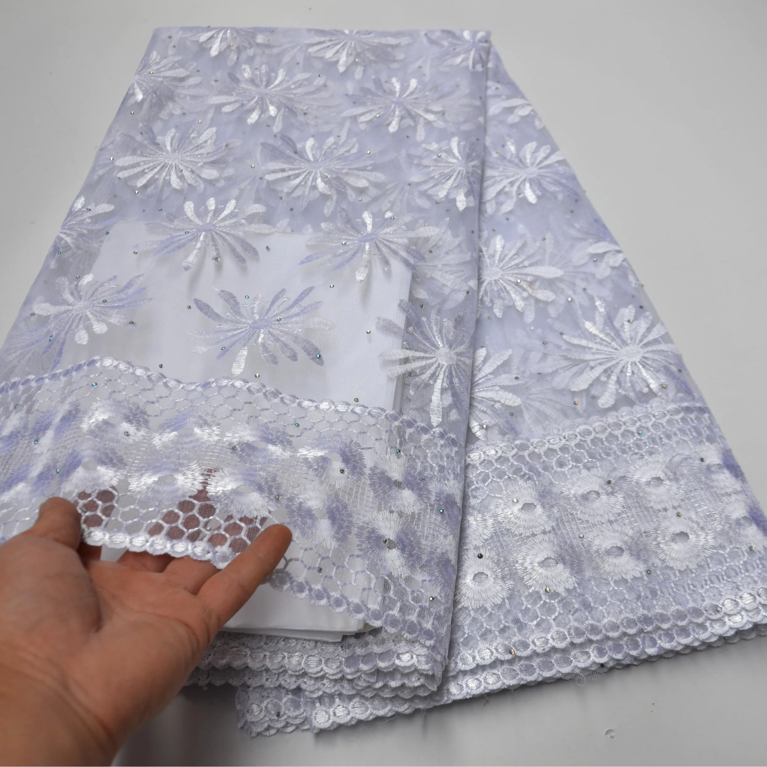 

2020 Latest high quality green african net embroidered lace and nigerian tulle net lace fabric mesh for dress --N79309