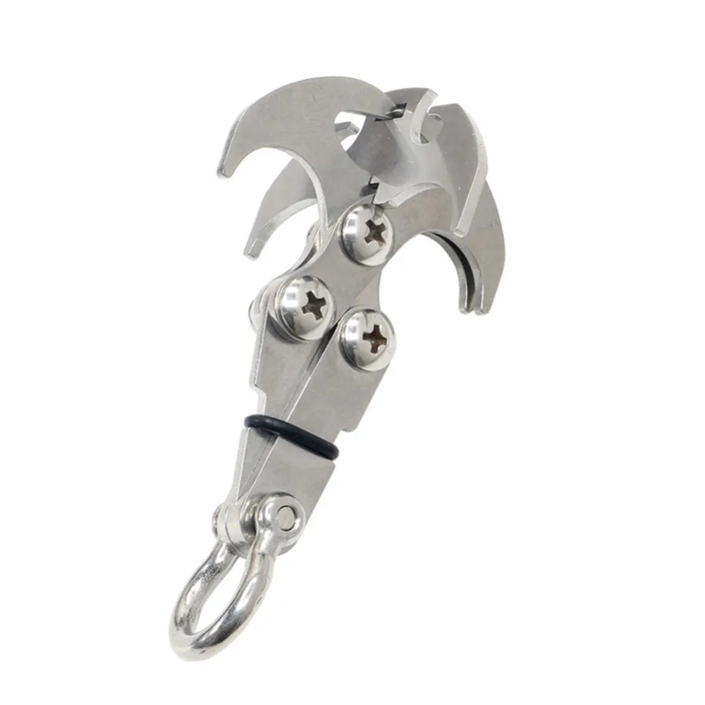 Stainless Steel Carabiner Hook Multi-purpose Magnetic Folding Grappling Hook Climbing Claw Outdoor Gravity Carabiner Hook