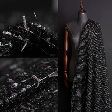 145 см ширина 480 г/м Вес Черный твидовый вязаный шерстяной, полиэстеровый и акриловый материал для осенне-весеннего платья пальто куртка E1169