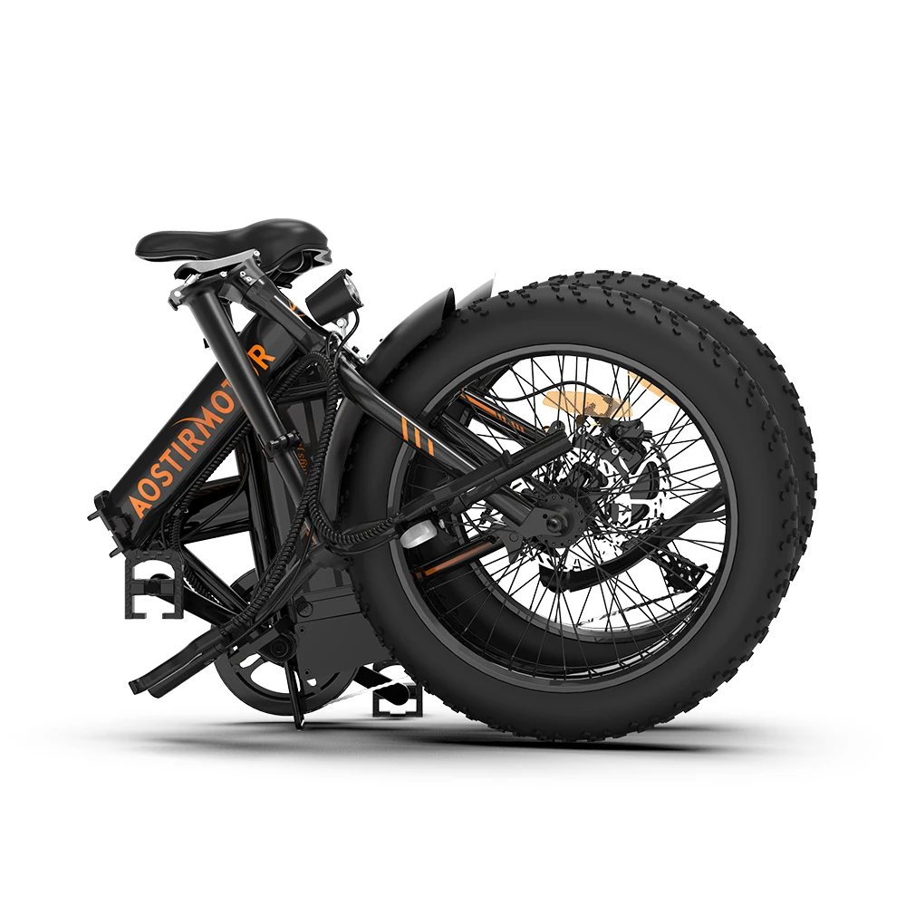 AOSTIRMOTOR 500W Ebike Folding Lithium Battery 36V 13Ah Electric Bicycle 20 Inch Fat Tire Mini Bafang Bike Adult