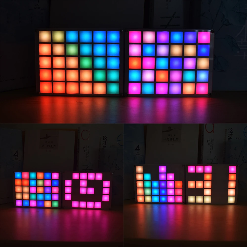

LED Digital Music Spectrum Display DIY Kit Module LED Equalizer Music Spectrum Colorful Palette Clock DIY Electronic Kit