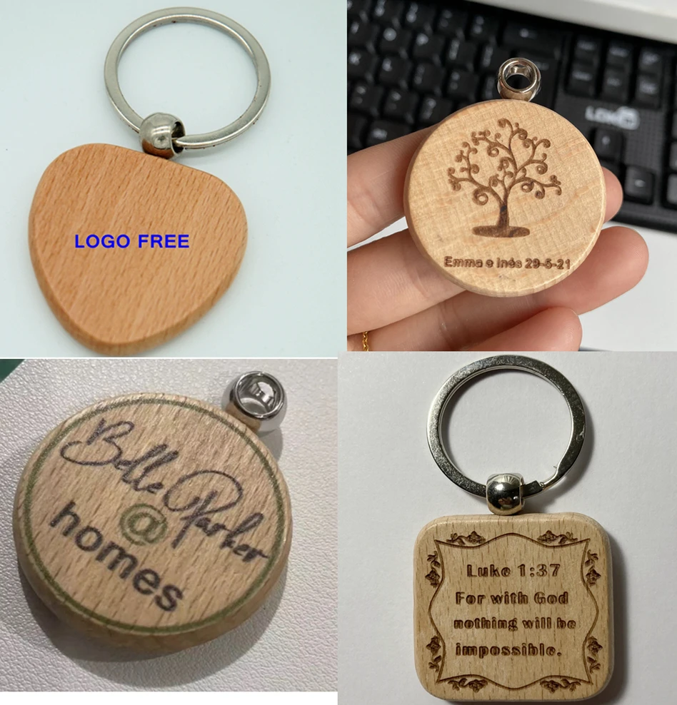 Wholesale Custom Logo Keyring Engraved Named Promotional Souvenir Gift  Blanks Metal Key Chain House Wood Leather Keychain - China Wood Keychain  and Wooden Keychain price