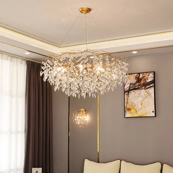 

Modern Crystal Chandelier Lighting Nordic Luxury Gold Large Indoor LED Chandeliers Lamp Living Room K9 Lobby Restaurant Luster