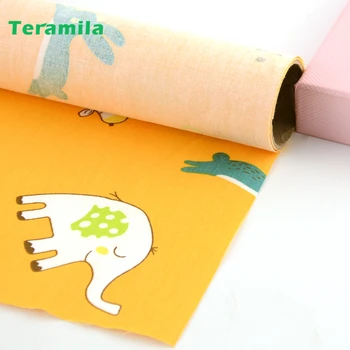

Teramila Yellow Cotton Fabric Meter Animal Pattern Cloth Quliting Fabric Sewing Patchwork Needlework Craft Tissu Telas Por Metro