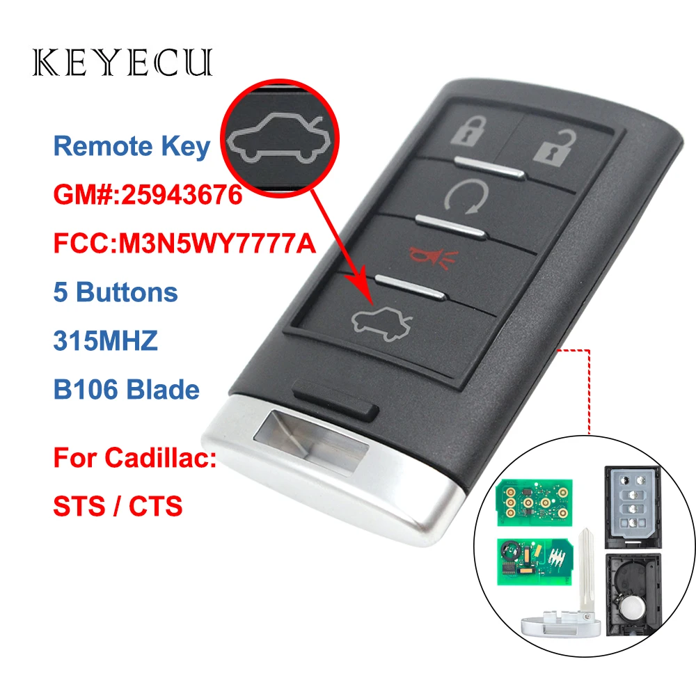 Replacement For 2011 2012 2013 Cadillac CTS Key Fob Remote Shell Case 
