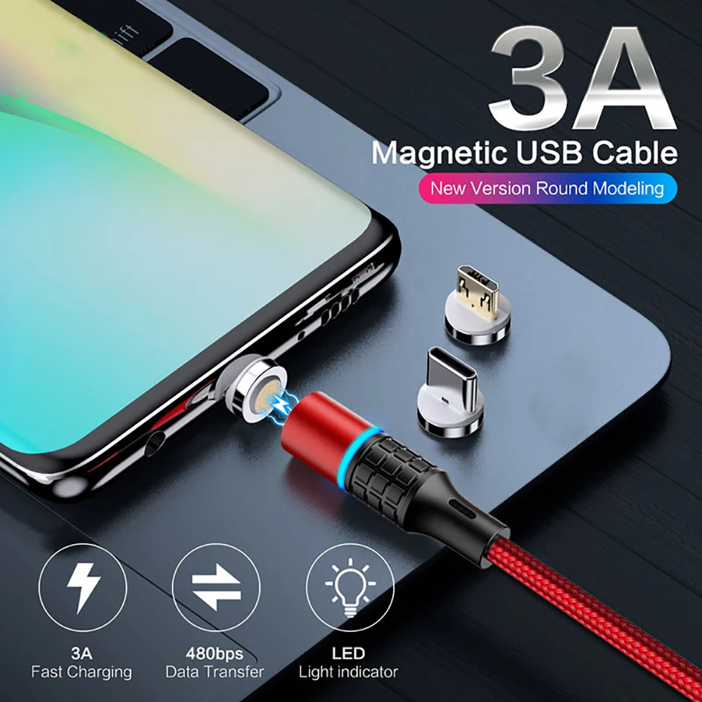 Jetjoy 3A Магнитный кабель для huawei mate 30 Pro зарядное устройство 2 м Micro USB быстрая