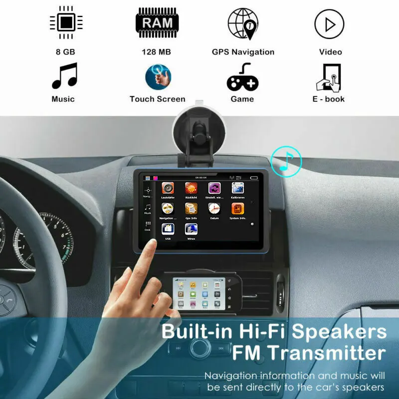 

Vehemo GPS Navigator System 3D View Map 8GB ROM Directions HD GPS Navigator Spoken FM GPS Navigation Car TF Card Universal