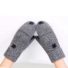 Вязаные перчатки с половинными пальцами, теплые зимние перчатки для улицы, теплые варежки-трансформер, шерсть, акрил, сохраняющие тепло, эластичные, раздельные